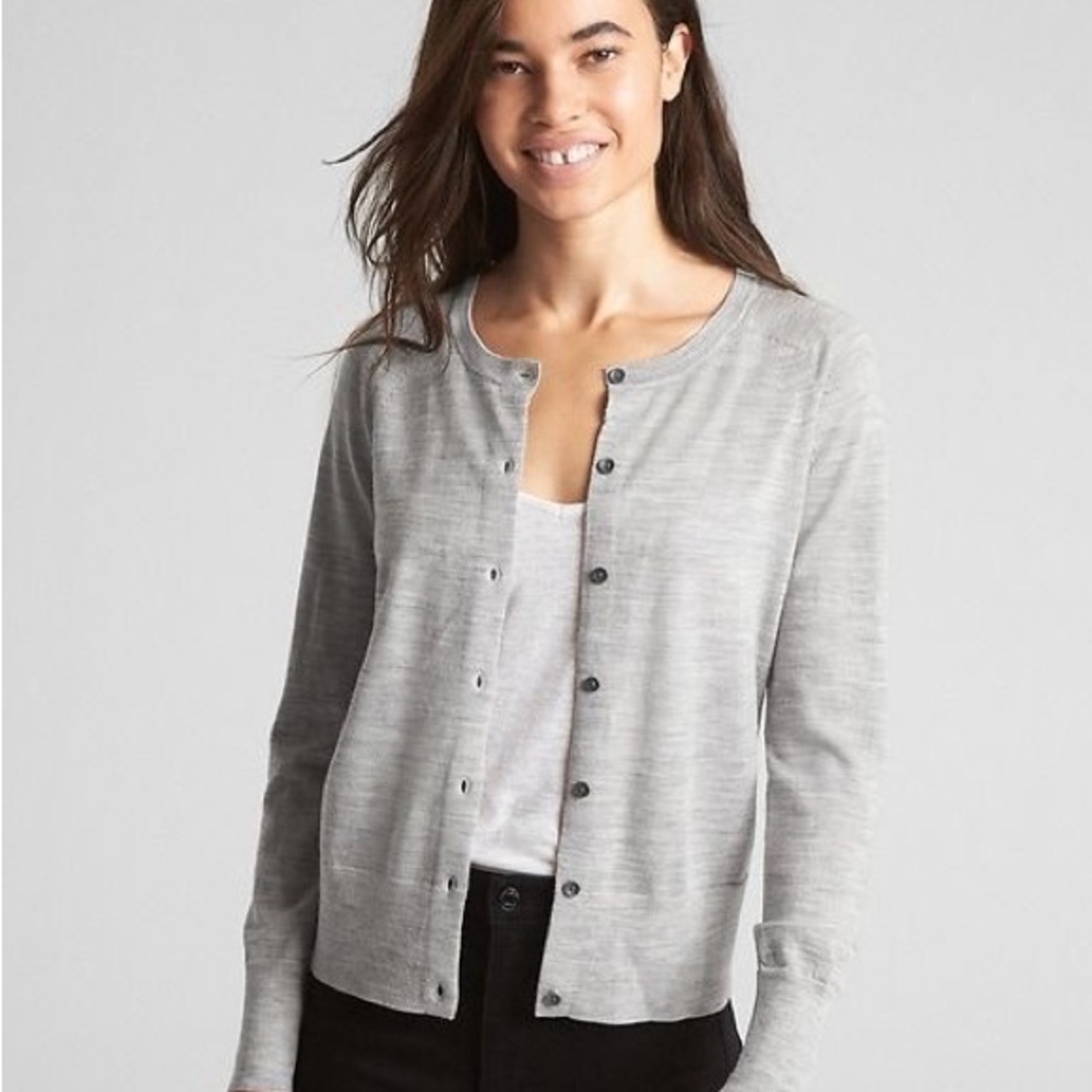 Gap Light Gray Merino Wool Cardigan Size XXL